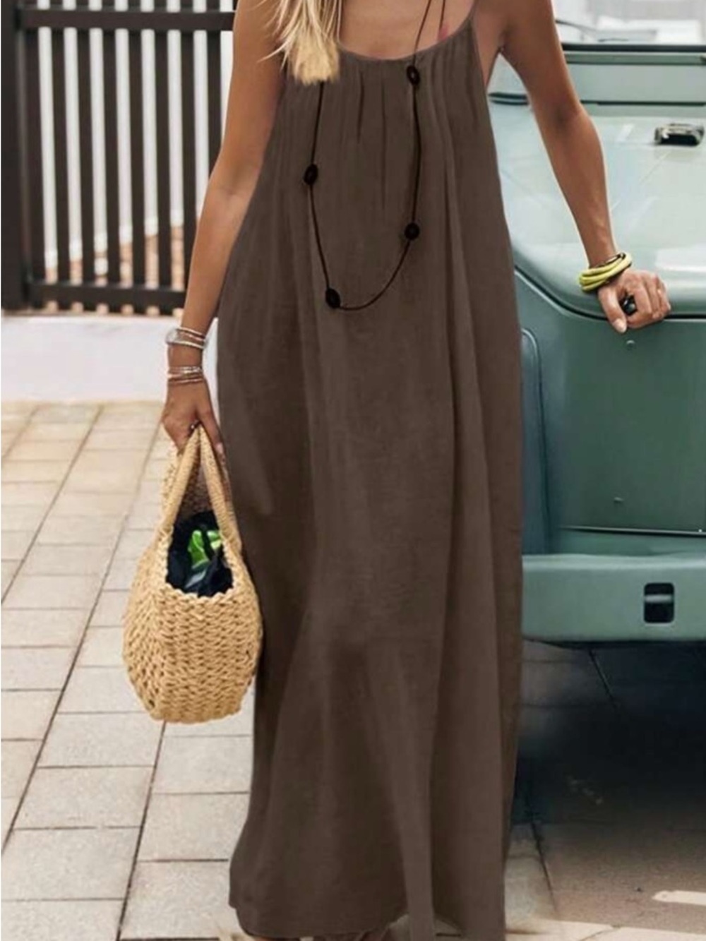 Women’s Brown Sleeveless Maxi Dress